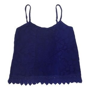 Embroidered lace royal blue tank top girly date